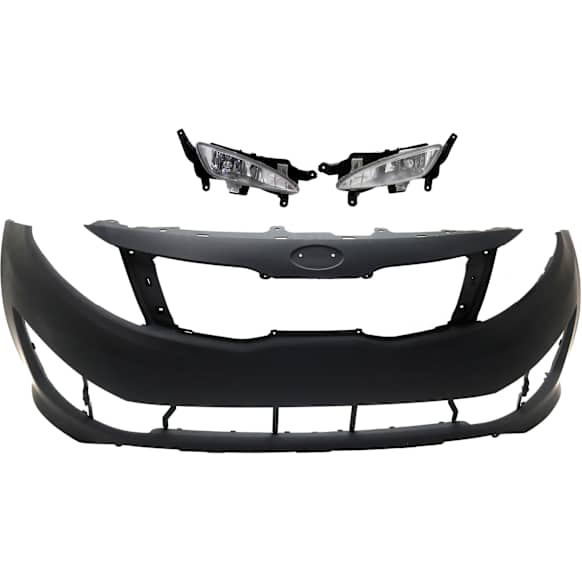 2012 Kia Optima - 3-Piece Kit Front Primed Bumper Cover, USA Built Vehicle, CAPA Certified  Includes (1) Bumper Cover and (2) Fog Light
