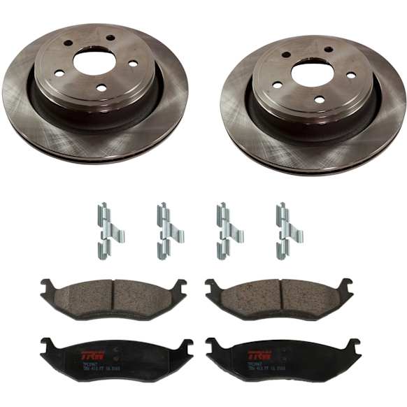 KIT-TRW101221-843 Rear Brake Disc and Pad Kit Plain Surface, 5 Lugs, Cast Iron Disc, Semi-Metallic Pad, Premium Friction Series