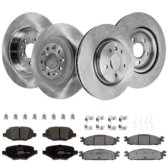 2012 Ford Explorer - 4-Wheel Set Front and Rear Brake Disc and Pad Kit, Plain Surface, 5 Lugs - Front; 5 Lugs - Rear, Front-325.12 mm/Rear-329.95 mm, Ceramic, 3.5L 6Cyl, Premium Friction Series Includes (4) Disc and (2) Pad Set