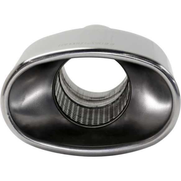 Polished Stainless Steel, Straight Cut, Single Exhaust Tip, Oval Shape, 2.5 in. inlet, With Resonator