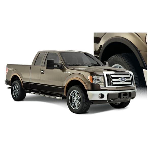 2010 Ford F-150 - Front and Rear, Driver and Passenger Side, Fender Flares, Styleside, Front Tire Coverage 2.38 in., Rear Tire Coverage 2.00 in., Black, Pocket Style Series