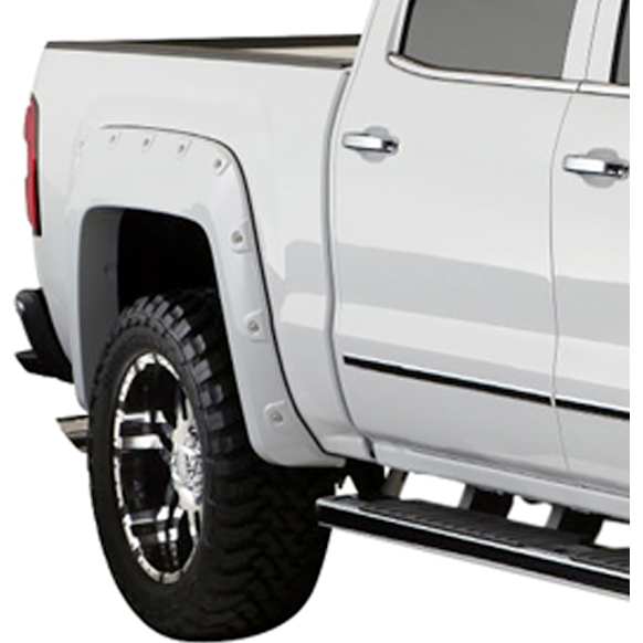 2016 GMC Sierra 2500 HD - Rear, Driver and Passenger Side, Fender Flares, Fleetside, Tire Coverage 2.75 in., Black, Boss pocket style Series