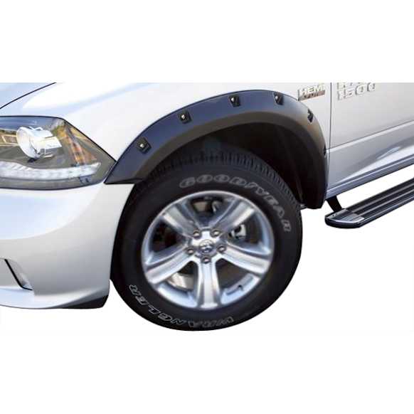 2015 Ram 1500 - Front and Rear, Driver and Passenger Side, Fender Flares, Fleetside, Flare Height 4.50 in., Tire Coverage 2 in., Except Sport / Express, Textured Black, Elite RX-Rivet Style Series