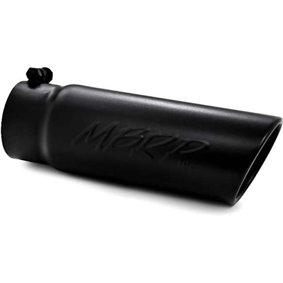 T5112BLK Black Series Exhaust Tip - Powdercoated Black, 4in. O.D. Angled Rolled End 3½in. inlet 10in. length