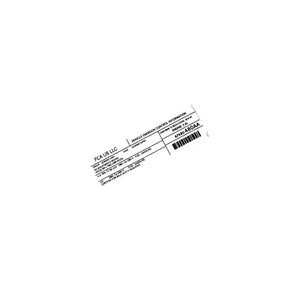 47480480AA Direct Fit Emission Label, Sold Individually