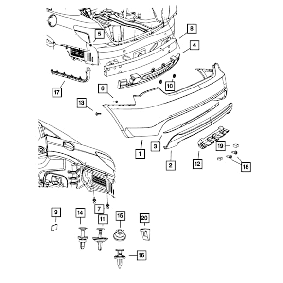 68084893AD Rear, Upper Bumper