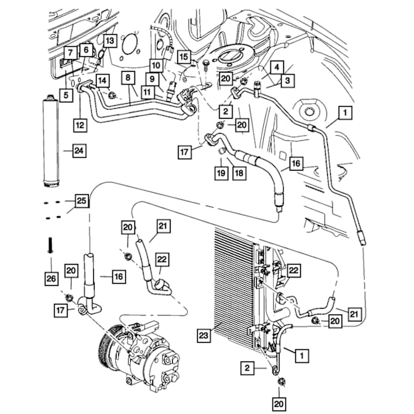 2013 Dodge Charger - Direct Fit A/C Discharge and Liquid Line, Sold Individually