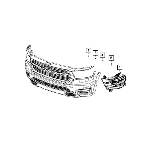 68533273AB Driver Side Headlight, Without bulb(s)