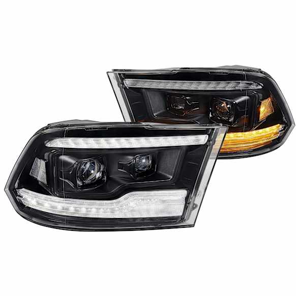 2011 Ram 1500 - Driver and Passenger Side LED Headlight, With bulb(s), Replaces Mopar Part #: 55277409Ad, 55277409Ae, 55277409Af, 55277410Ad, 55277410Ae, 55277410Af, 68001485Ag, 68001484Ag, 68096439Ac, Clear Lens, Black Interior, XB LED Series