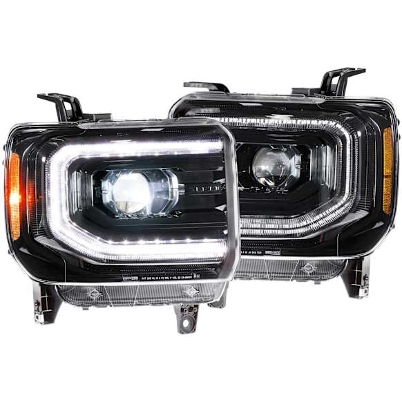 2019 GMC Sierra 2500 HD - Driver and Passenger Side Halogen/LED Headlight, Without bulb(s), Without Factory Equipped LED Turn Signals, Clear Lens, XB LED Series