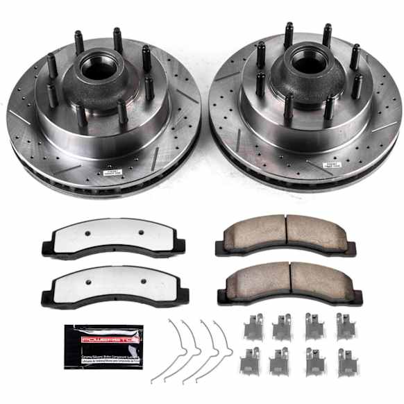 K1392-36 Front Brake Disc and Pad Kit, Cross-drilled and Slotted 8 Lugs 331 mm Carbon Fiber Ceramic RWD Z36 Extreme Truck And Tow