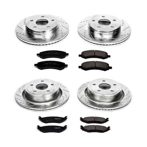 2007 Dodge Ram 1500 - Front and Rear Brake Disc and Pad Kit, Cross-drilled and Slotted, 5 Lugs, 336 mm, Carbon Fiber Ceramic, Crew Cab Pickup, 5.7L 8Cyl, Z23 Evolution Sport Series