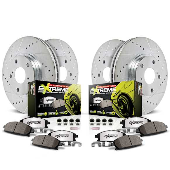 2008 Acura TL - Front and Rear Brake Disc and Pad Kit, Cross-drilled and Slotted, 5 Lugs, 282 mm, Carbon Fiber Ceramic, Models with 1 piston front calipers, Z26 Street Warrior Carbon-Fiber Ceramic Series