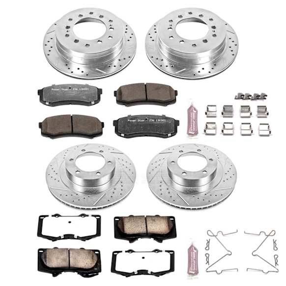 2006 Lexus GX470 - Front and Rear Brake Disc and Pad Kit, Cross-drilled and Slotted, 6 Lugs, 312 mm, Carbon Fiber Ceramic, Z36 Extreme Truck And Tow