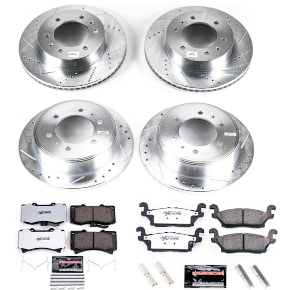 2007 Hummer H3 - Front and Rear Brake Disc and Pad Kit, Cross-drilled and Slotted, 6 Lugs, 312 mm, Carbon Fiber Ceramic, 3.7L 5Cyl, Z36 Extreme Truck And Tow