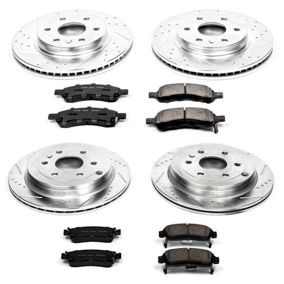 2012 Buick Enclave - Front and Rear Brake Disc and Pad Kit, Cross-drilled and Slotted, 6 Lugs, 325 mm, Carbon Fiber Ceramic, 3.6L 6Cyl, Z23 Evolution Sport Series