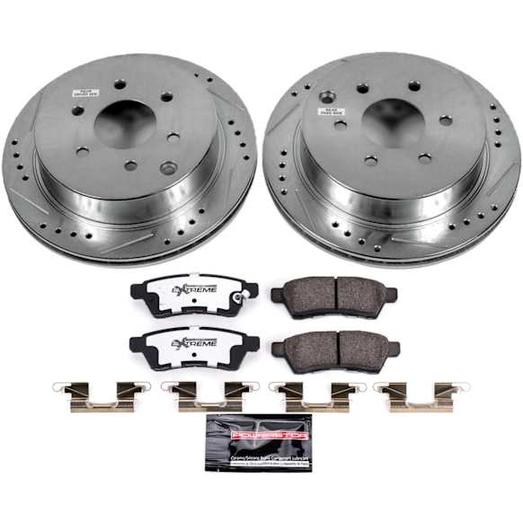 2007 Nissan Frontier - Rear Brake Disc and Pad Kit, Cross-drilled and Slotted, 6 Lugs, 285.5 mm, Carbon Fiber Ceramic, 2.5L 4Cyl, Z36 Extreme Truck And Tow