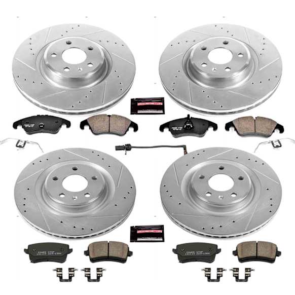 2015 Audi Q5 - Front and Rear Brake Disc and Pad Kit, Cross-drilled and Slotted, 5 Lugs, 330 mm, Carbon Fiber Ceramic, FULL HYBRID EV-GAS (FHEV), 2.0L 4Cyl, Z23 Evolution Sport Series