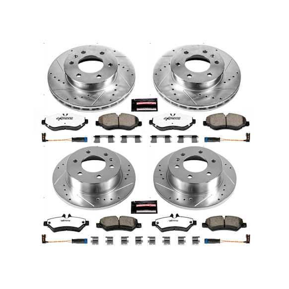2018 Mercedes Benz Sprinter 2500 - Front and Rear Brake Disc and Pad Kit, Cross-drilled and Slotted, 6 Lugs, 298 mm, Carbon Fiber Ceramic, Z36 Extreme Truck And Tow