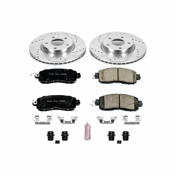 2016 Nissan Altima - Front Brake Disc and Pad Kit, Cross-drilled and Slotted, 5 Lugs, 296 mm, Carbon Fiber Ceramic, Z23 Evolution Sport Series