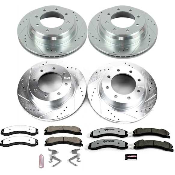 2019 Nissan NV3500 - Front and Rear Brake Disc and Pad Kit, Cross-drilled and Slotted, 8 Lugs, 360 mm, Carbon Fiber Ceramic, 4.0L 6Cyl, Z36 Extreme Truck And Tow