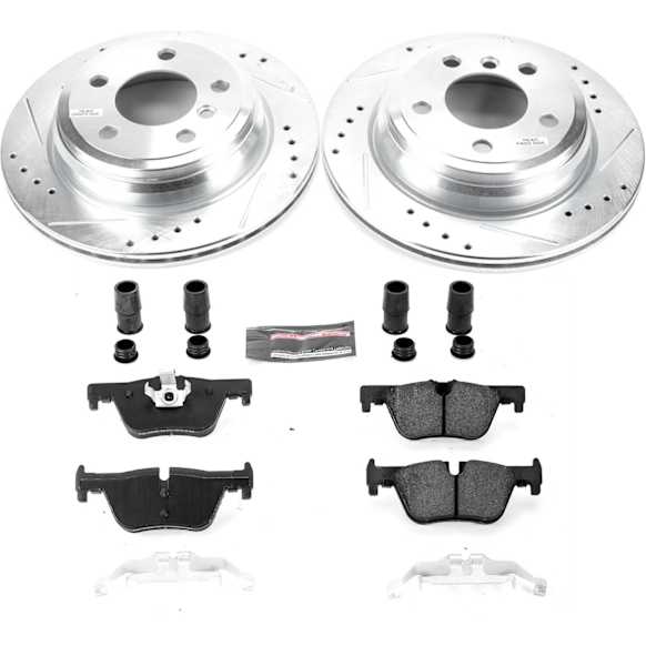 K6852 Rear Brake Disc and Pad Kit, Cross-drilled and Slotted 5 Lugs 300 mm Carbon Fiber Ceramic Z23 Evolution Sport Series