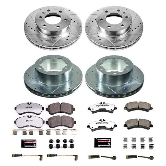 2017 Mercedes Benz Sprinter 3500 - Front and Rear Brake Disc and Pad Kit, Cross-drilled and Slotted, 6 Lugs, 300 mm, Carbon Fiber Ceramic, With Dual Rear Wheels (DRW), 3.0L 6Cyl, Z36 Extreme Truck And Tow