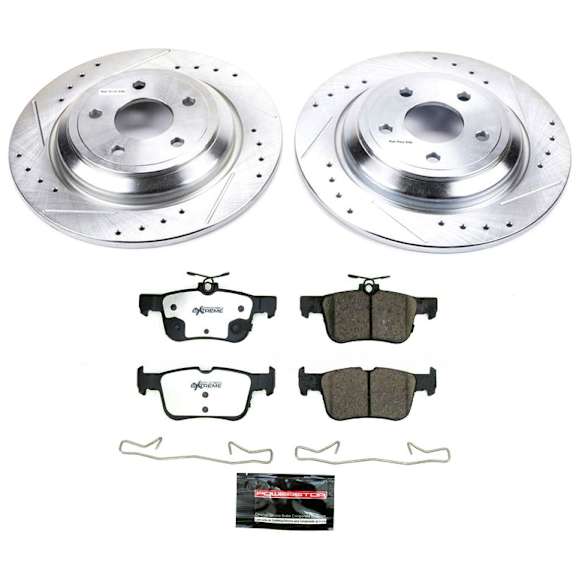 2021 Lincoln Corsair - Rear Brake Disc and Pad Kit, Cross-drilled and Slotted, 5 Lugs, 302 mm, Carbon Fiber Ceramic, Z36 Extreme Truck And Tow