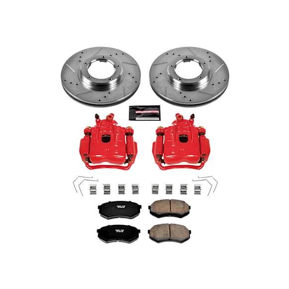 2004 Toyota Tacoma - 2-Wheel Set Front, Brake Disc and Caliper Kit, 5 Stud, Red Powdercoat Caliper, Carbon Fiber Ceramic, 5 Lugs, Z23 Evolution Sport Series