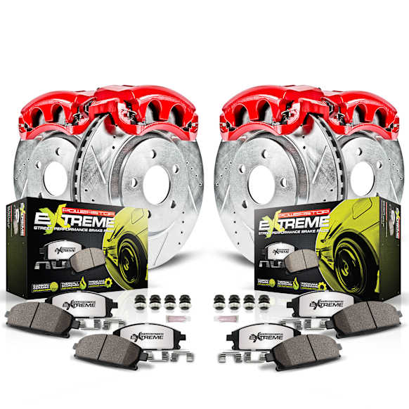 2004 Jeep Grand Cherokee - 6-Piece Kit Front and Rear, Brake Disc and Caliper Kit, Red Powdercoat Caliper, Carbon Fiber Ceramic, 5 Lugs, Z26 Street Warrior Carbon-Fiber Ceramic Series
