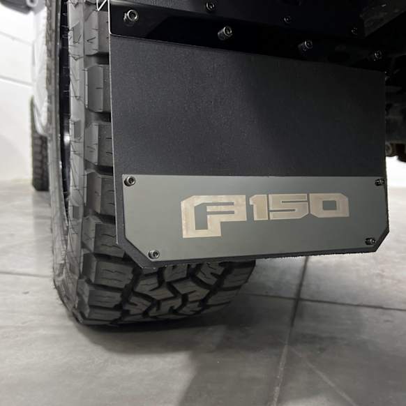 2017 Ford F-150 - Front, Driver or Passenger Side Mud Flaps, HEX Mud Skins, Chrome, Rubber