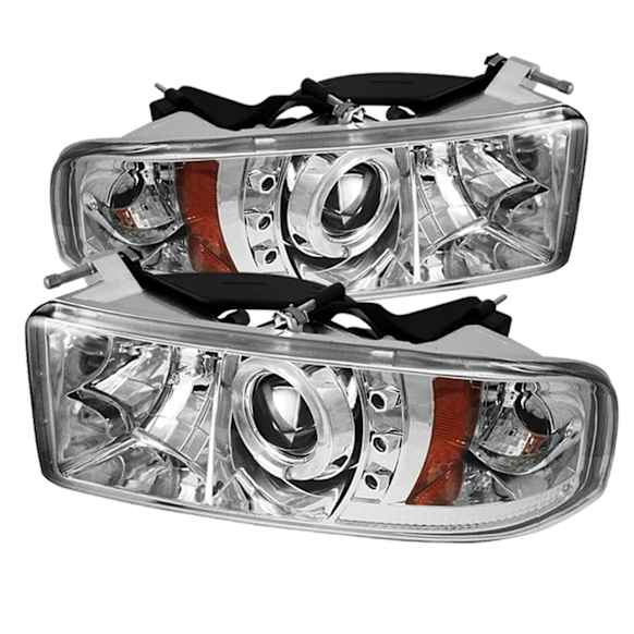 1999 Dodge Ram 3500 - Driver and Passenger Side Halogen Headlight, With bulb(s), Clear Lens, Chrome Interior, Signature Series