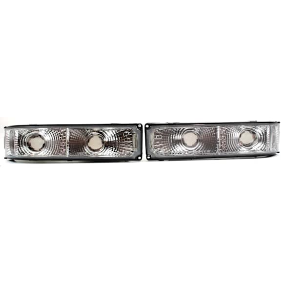 Driver and Passenger Side Corner Light, Without bulb(s), Halogen, Clear Lens, With Park/Signal Combination, With Diamond Design