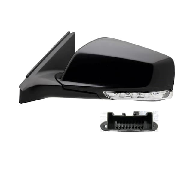 Driver Side Mirror, Power, Manual Folding, Heated, Paintable, In-housing Signal Light, No Memory, With Puddle Light, No Auto-Dimming, No Blind Spot Feature, Without SOS