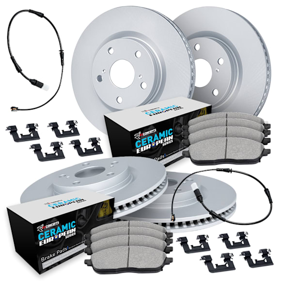 2013 BMW 535i xDrive - Front and Rear Brake Disc and Pad Kit, Plain Surface, Ceramic, Optional Design Full Cast or Aluminum Hat Rotors, 3.0L 6Cyl, R1 GEO-Carbon Rotors with European Ceramic Pads Series