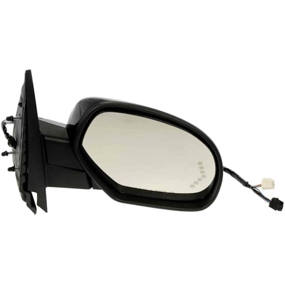 955-1012 Passenger Side Mirror, Power Adjust, Heated, Manual Folding, Black, In-glass Signal Light, No Memory, With Puddle Light, No Auto-Dimming, No Blind Spot Feature