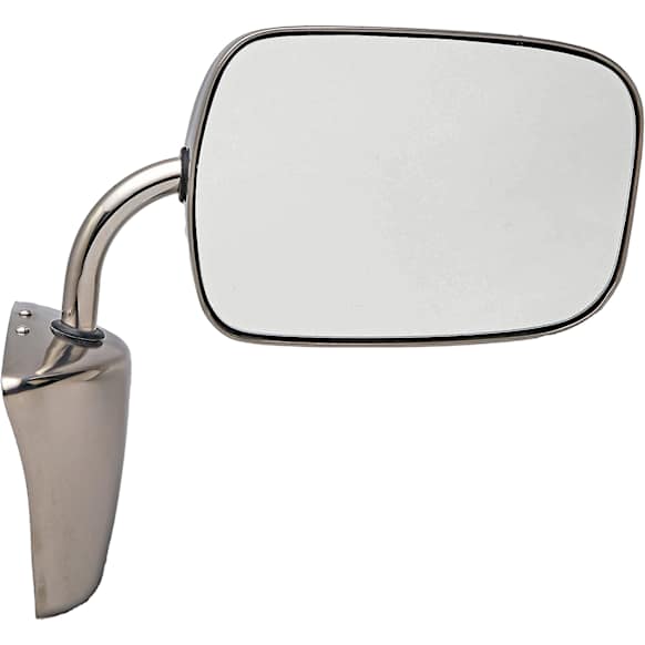 955-1807 Driver or Passenger Side Mirror, Manual Adjust, Non-Heated, Manual Folding, Chrome, No Signal Light, No Memory, No Puddle Light, No Auto-Dimming, No Blind Spot Feature