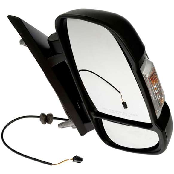 959-216 Passenger Side Mirror, Power Adjust, Non-Heated, Power Folding, Black, No Signal Light, No Memory, No Puddle Light, No Auto-Dimming, With Blind Spot Detection in Glass