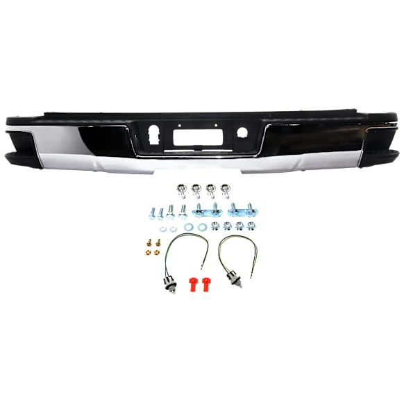 Chrome Step Bumper, Face Bar and Pads, With Corner Step , Without Hitch Draw Bar