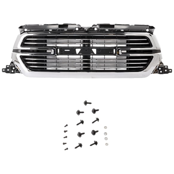 2022 Ram 1500 Big Horn - Grille, Chrome Shell with Dark Gray Insert, Type 2, For Models Without Surround View Camera, CAPA Certified