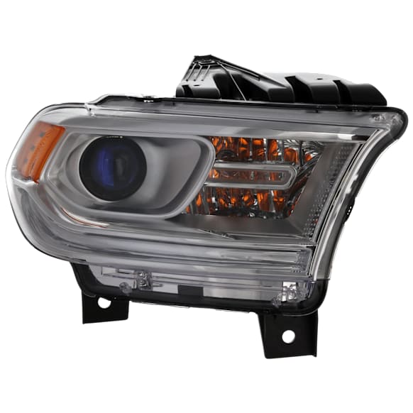 2014-2017 Dodge Durango - Passenger Side Headlight, with Bulb, Halogen, without LED DRL, Clear Lens, Chrome Interior