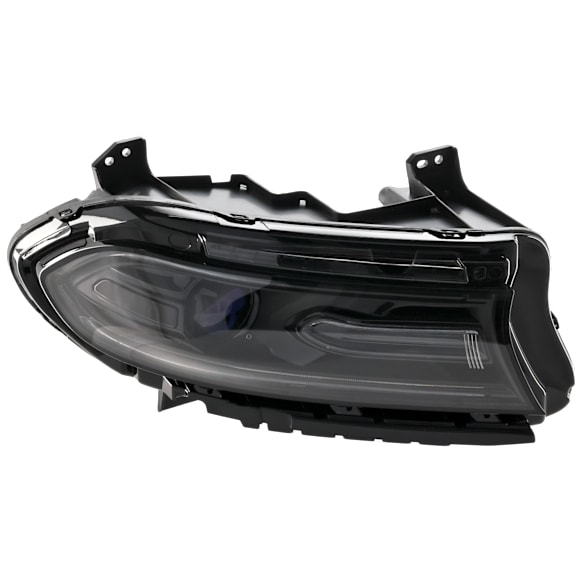2015-2016 Dodge Charger - Passenger Side Headlight, with Bulb, Halogen, Smoked Lens, with LED DRL