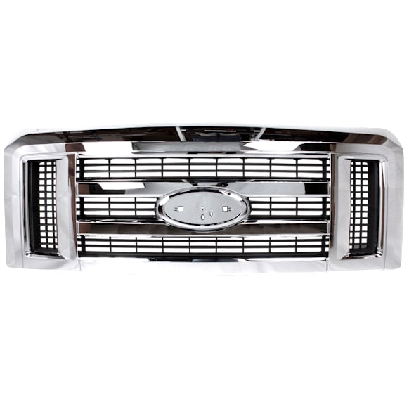 2013 Ford E-250 - Grille, Chrome Shell with Painted Gray Insert, Except Stripped Chassis Model, CAPA Certified