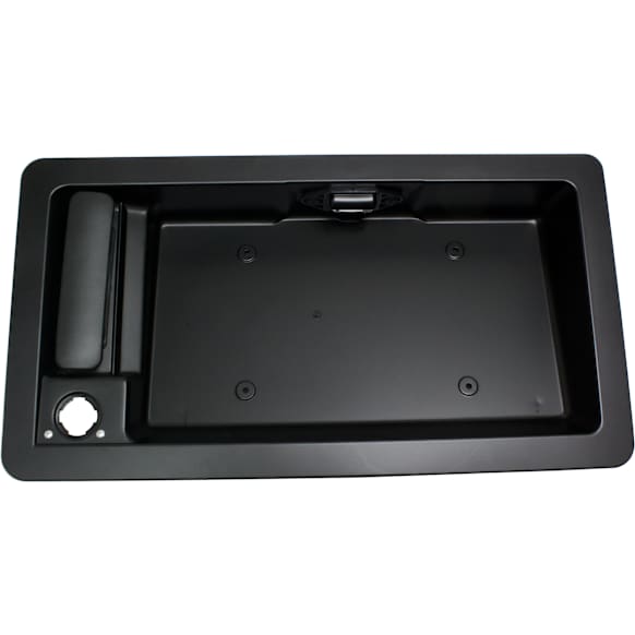 Rear, Passenger Side Exterior Door Handle, Primed, With Key Hole, Big Plate, With License Bracket Housing
