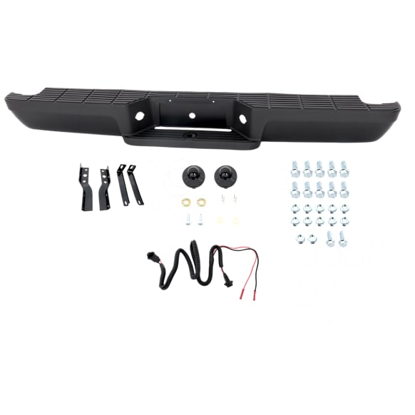 1997 Ford Ranger - Step Bumper, Fleetside, Powdercoated Black, Face Bar and Pads, With mounting bracket(s)