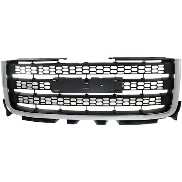 2011-2014 GMC Sierra 2500 HD - Upper Grille Assembly, Chrome Shell with Textured Black Insert