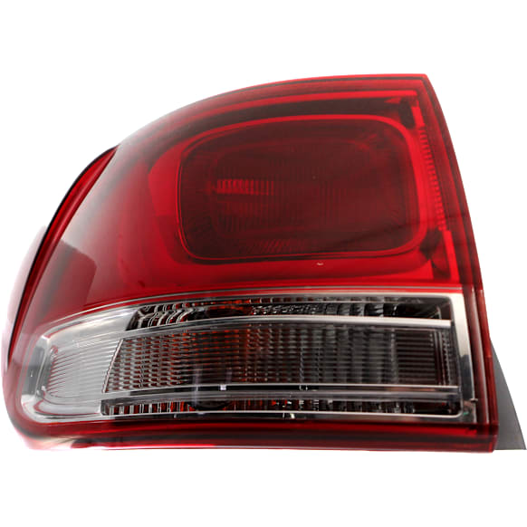 Driver Side, Outer Tail Light, with Bulb, Halogen, Clear and Red Lens
