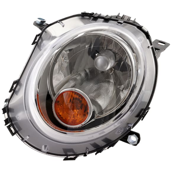 2007-2015 Mini Cooper - Driver Side Headlight, with Amber Turn Indicator, For Model Code R55, R56, R57,R58 and R59, withBulb, Halogen, without Auto Leveling