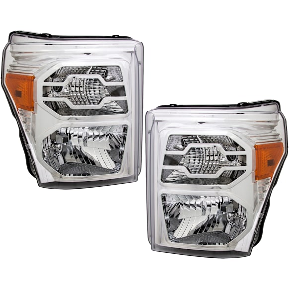2014 Ford F-450 Super Duty - Driver and Passenger Side Halogen Headlight, Without bulb(s), OE Replacement