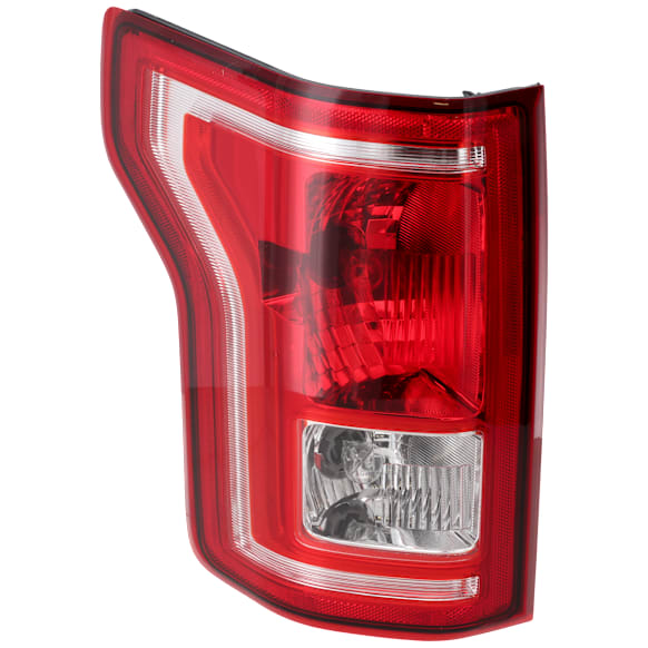 2015-2017 Ford F-150 - Driver Side Tail Light, with Bulb, Halogen, Clear and Red Lens, CAPA CERTIFIED